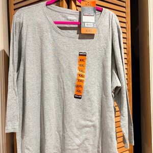 Kirkland Signature Light Gray Ladies' Cotton Slub Tee XXL